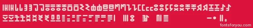 More about GENР RICA PRIMITIVA 01 Font GENР RICA PRIMITIVA 01 Font – Pink Fonts on Red Background